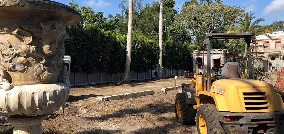 We leveled and graded the yard before beginning this job in Palm Beach.
