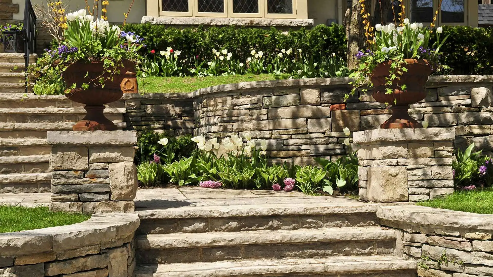 We partnered with a local contractor to install these plants and custom stone steps in Palm Beach, FL.
