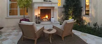 Custom outdoor fireplace in Palm Beach, FL.